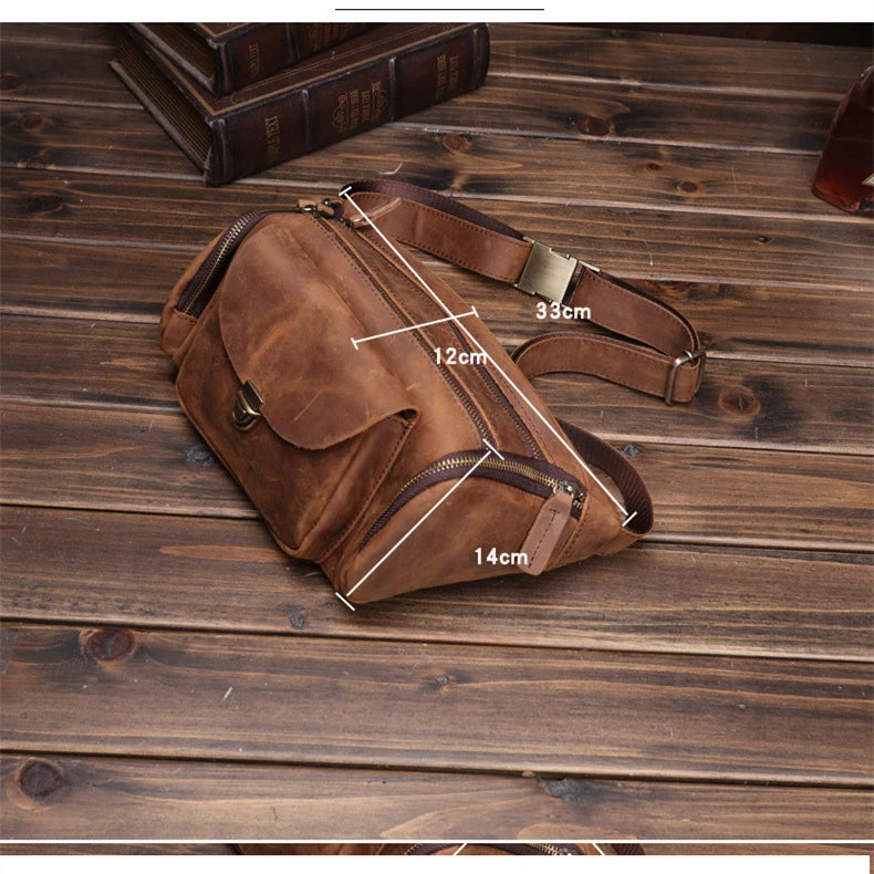 Genuine Leather Waist Packs Men Waist Bags Fanny Pack Belt Bag Phone Bags Travel Waist Pack Male Small Waist Bag Leather