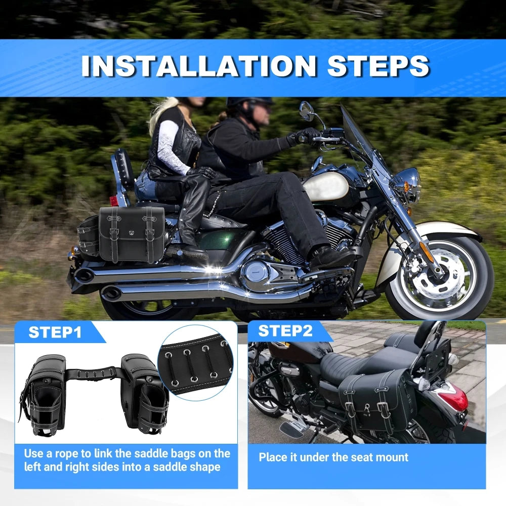 Motorcycle Saddlebag PU Leather Motorbike Side Storage Tool Bags With Lock for All Motocycle