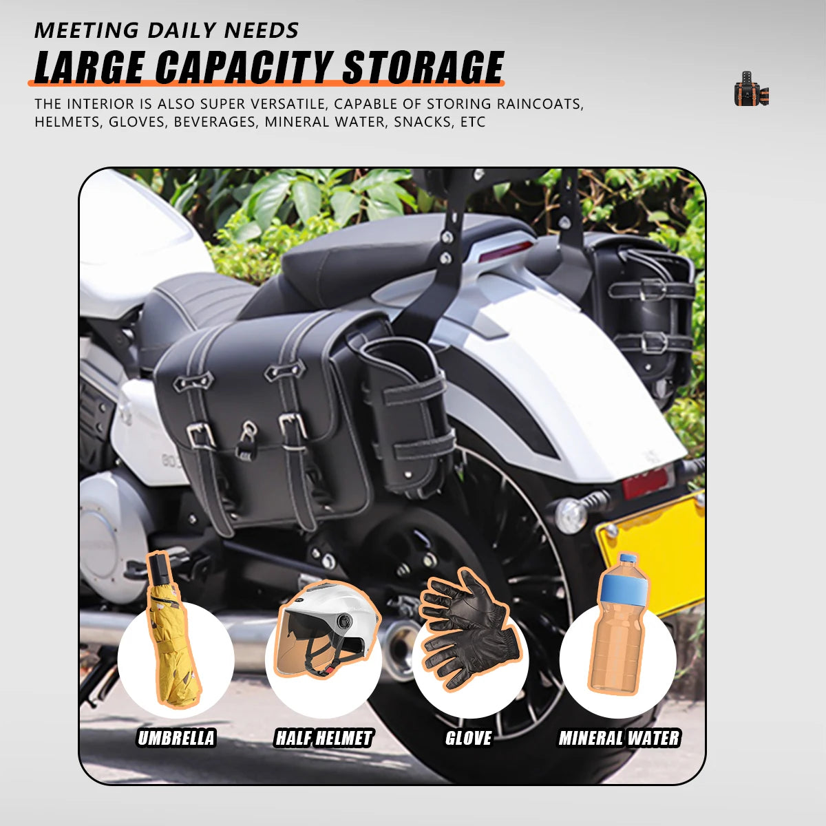 Motorcycle Saddlebag PU Leather Motorbike Side Storage Tool Bags With Lock for All Motocycle