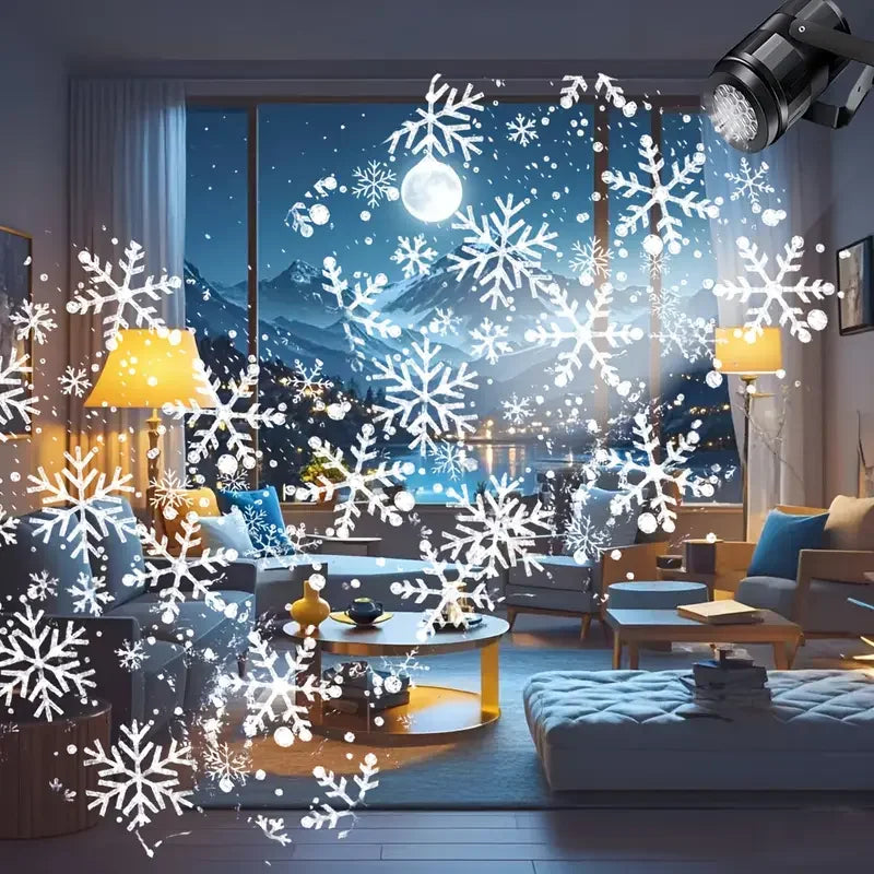 Snowflake Projector Lights Christmas Decoration Outdoor/Indoor USB Rotating Snowflake Ambient Light for Festive Party Xmas Decor