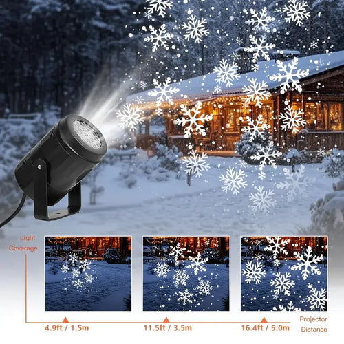 Snowflake Projector Lights Christmas Decoration Outdoor/Indoor USB Rotating Snowflake Ambient Light for Festive Party Xmas Decor