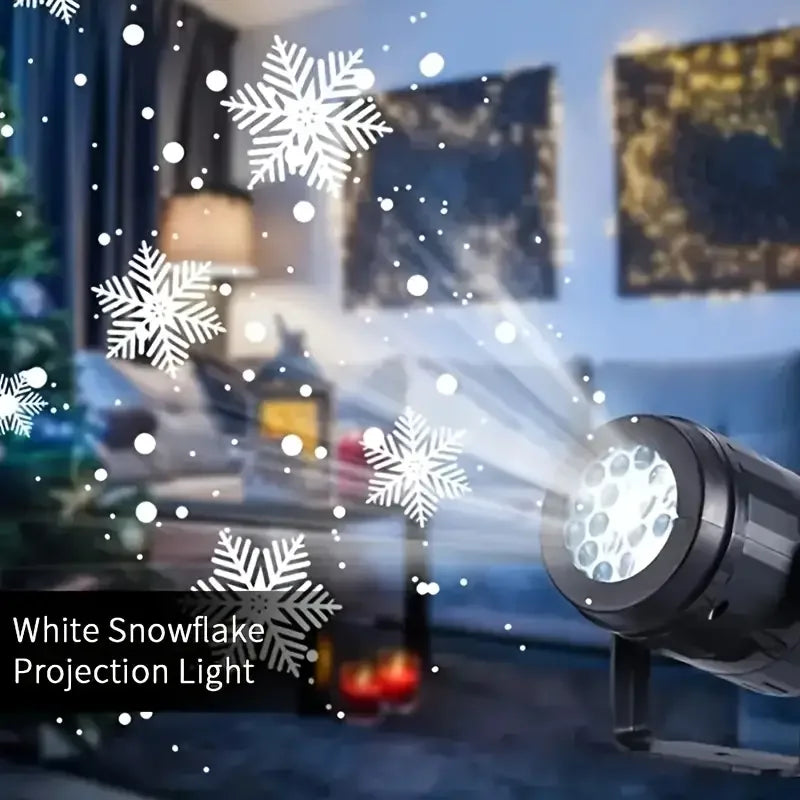 Snowflake Projector Lights Christmas Decoration Outdoor/Indoor USB Rotating Snowflake Ambient Light for Festive Party Xmas Decor