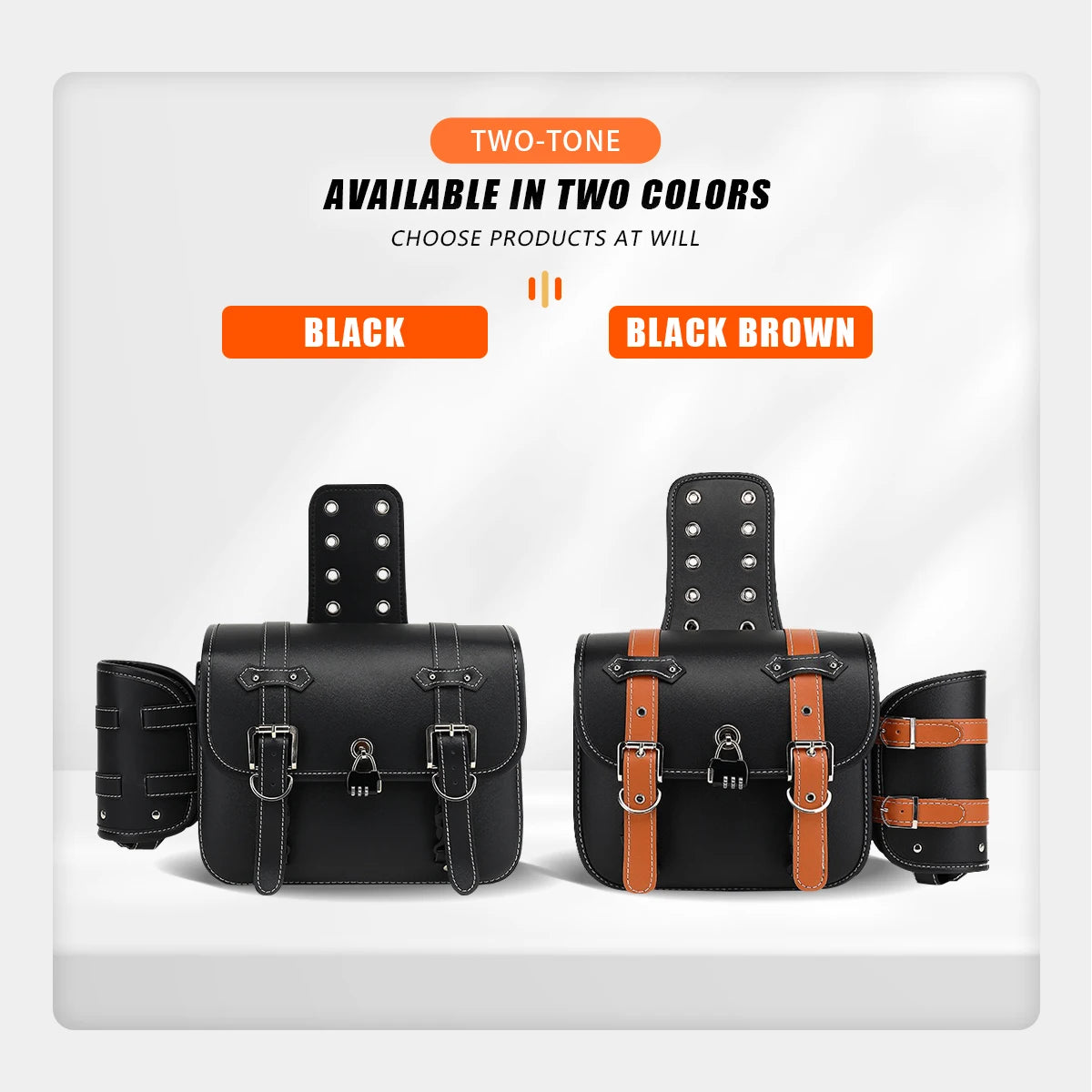 Motorcycle Saddlebag PU Leather Motorbike Side Storage Tool Bags With Lock for All Motocycle