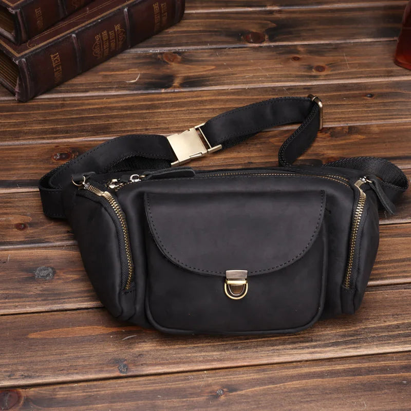 Genuine Leather Waist Packs Men Waist Bags Fanny Pack Belt Bag Phone Bags Travel Waist Pack Male Small Waist Bag Leather
