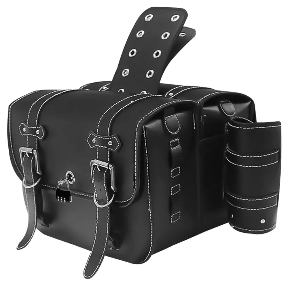 Motorcycle Saddlebag PU Leather Motorbike Side Storage Tool Bags With Lock for All Motocycle