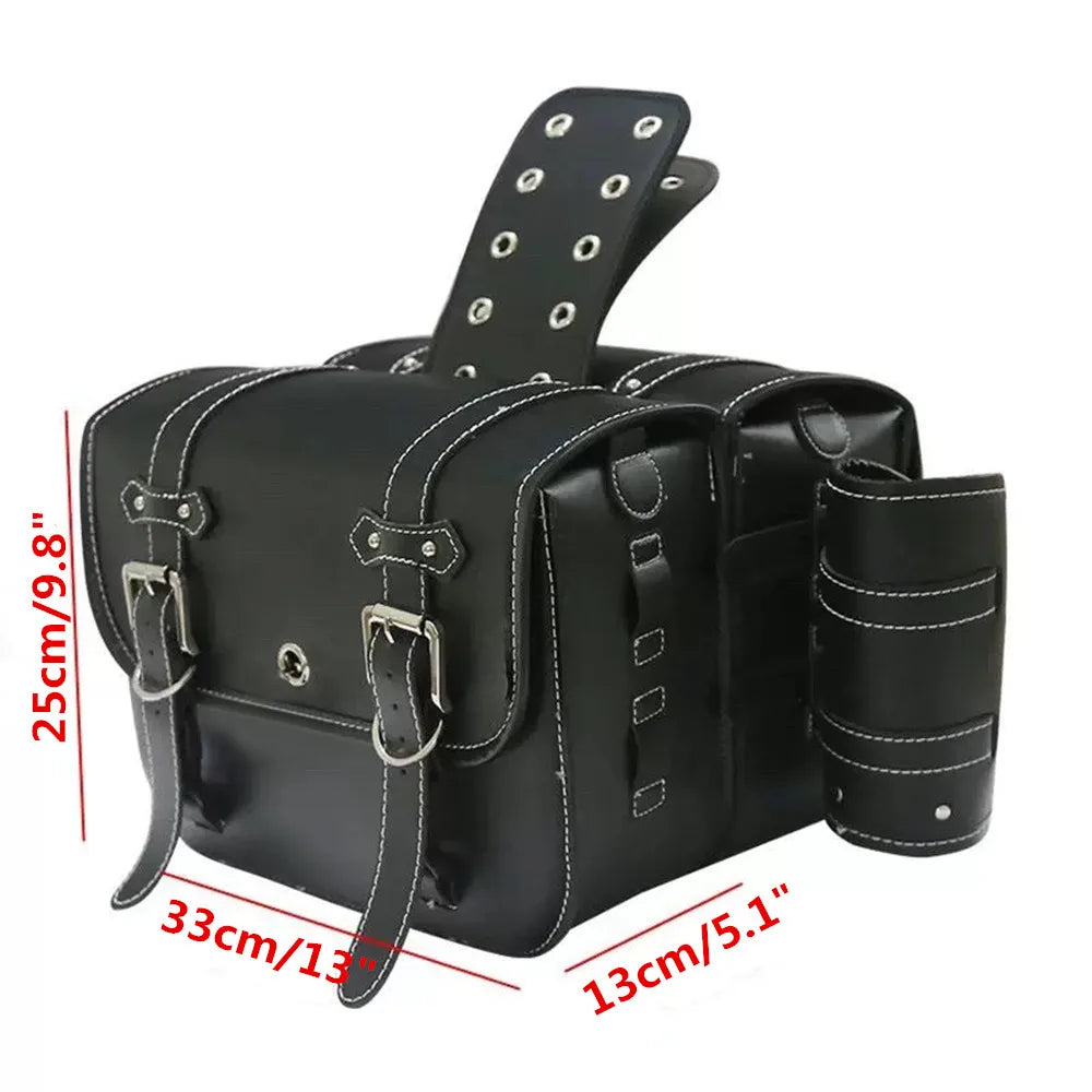 Motorcycle Saddlebag PU Leather Motorbike Side Storage Tool Bags With Lock for All Motocycle