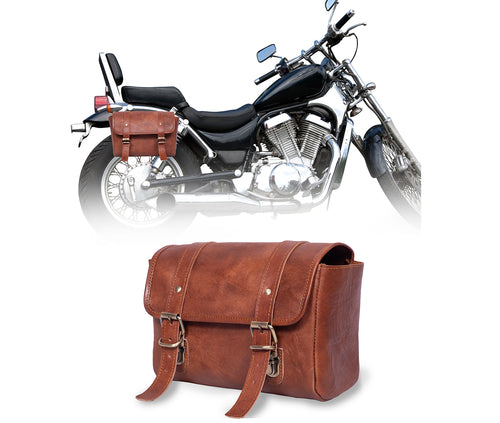Genuine Leather Handmade Motorcycle Side Bag Carrier for All Bike